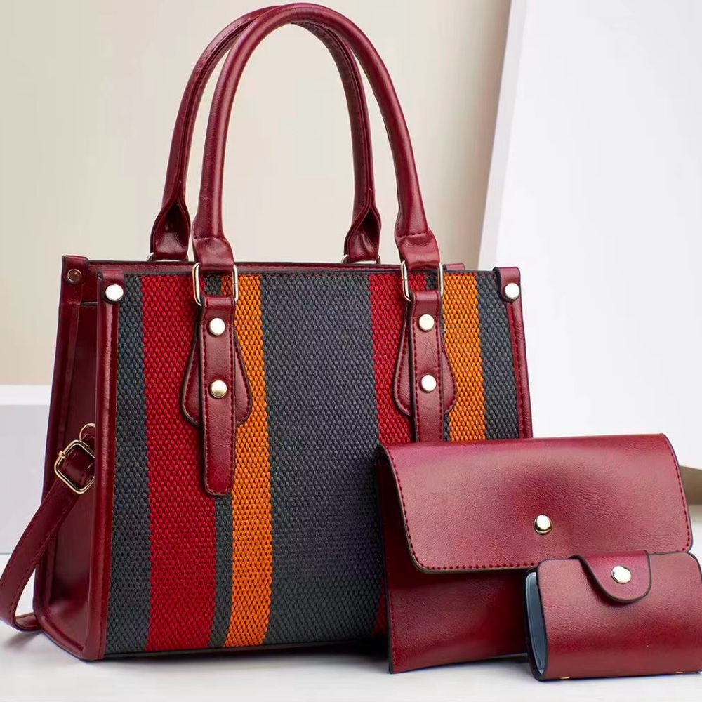 3 pc Set Vintage Handbag Tote / ORANGE wallet NOT included